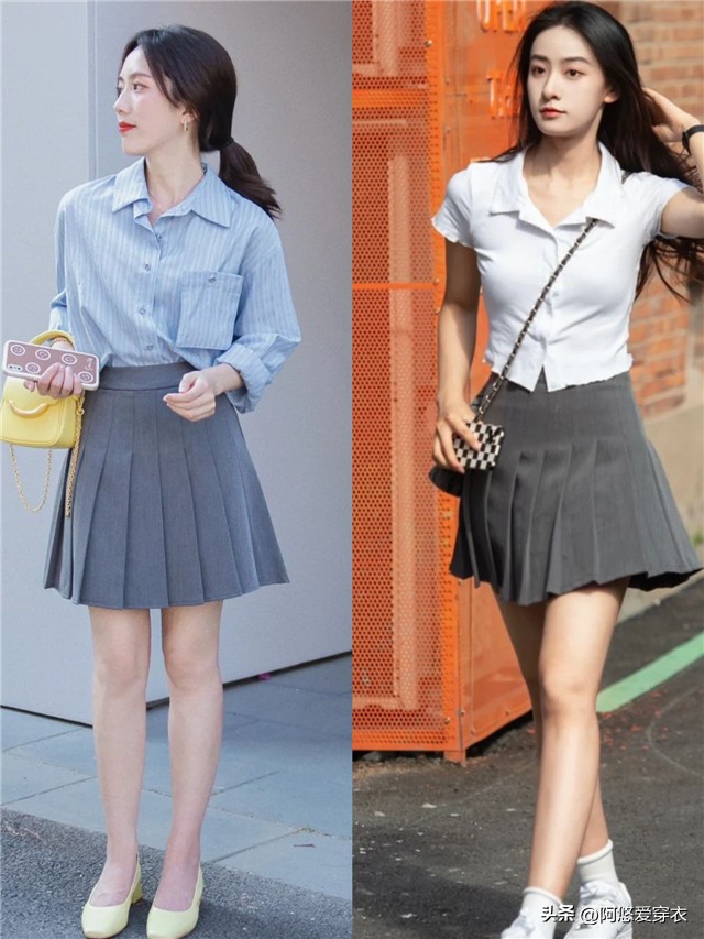 学生党半身裙怎么穿才好看,158小个子135斤微胖穿搭半身裙