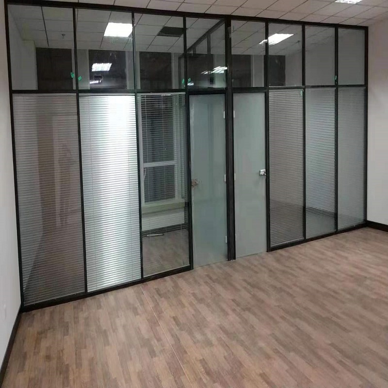 双玻百叶隔断和磨砂玻璃隔断,轻奢艺术玻璃半墙隔断
