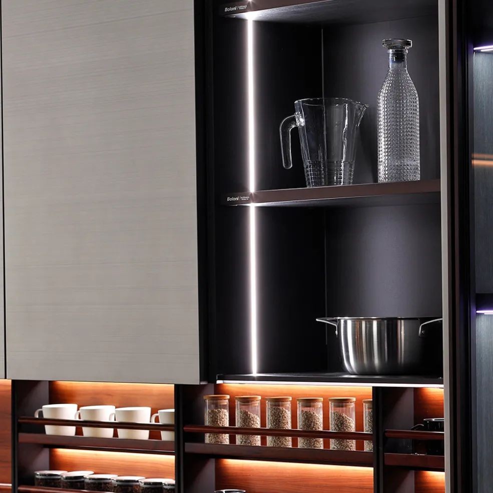 博洛尼浅灰色橱柜,博洛尼橱柜定制轻奢