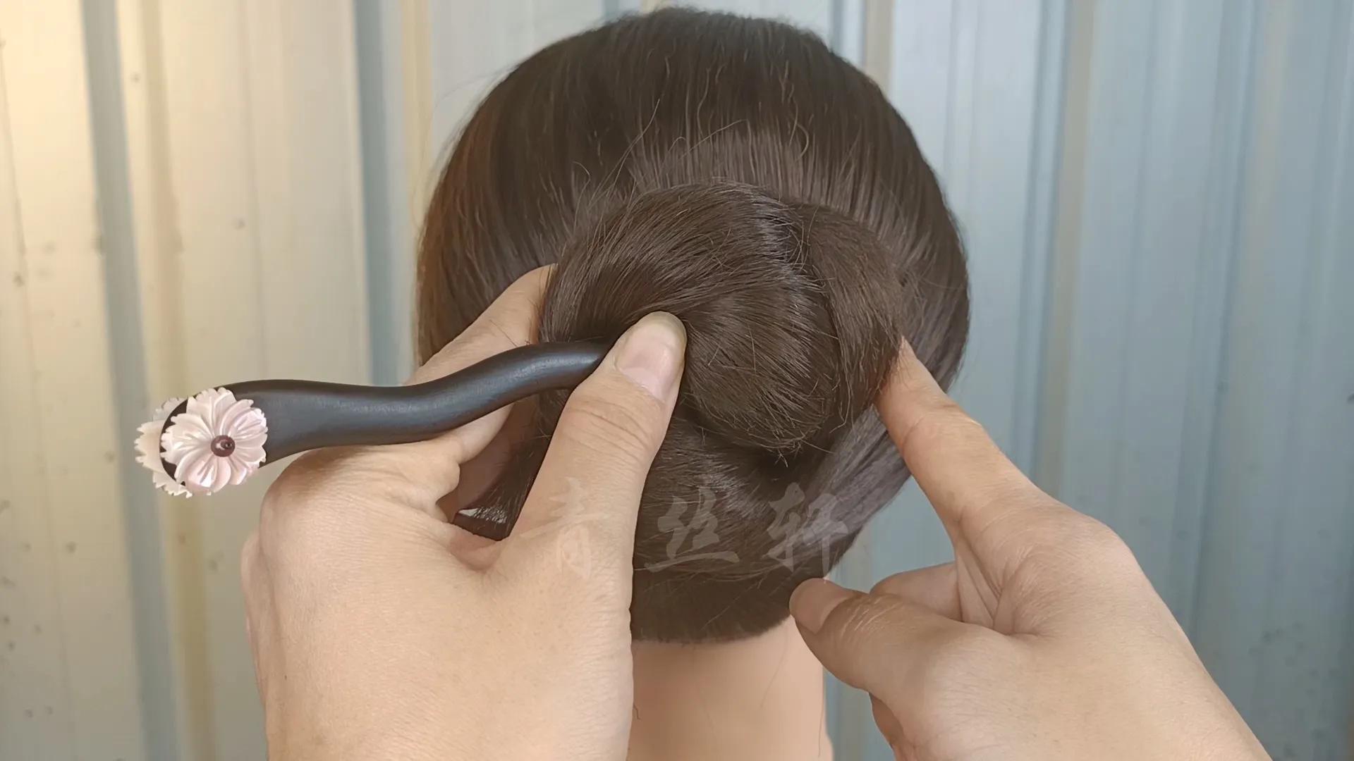 发簪挽发教程最基础,发量少发簪简单好看教程