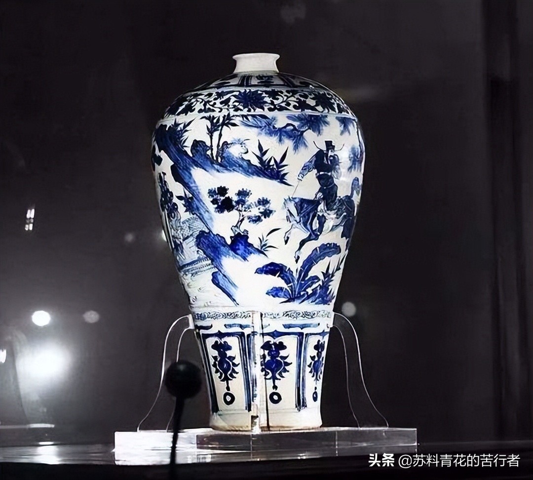 元青花萧何月下追韩信梅瓶全图,元青花萧何月下追韩信大梅瓶