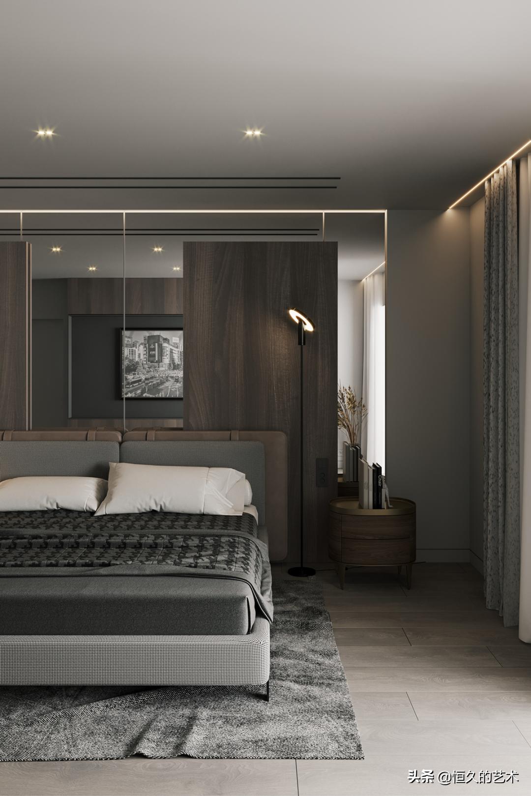 客厅石材木饰面效果,石材和实木搭配装修效果图