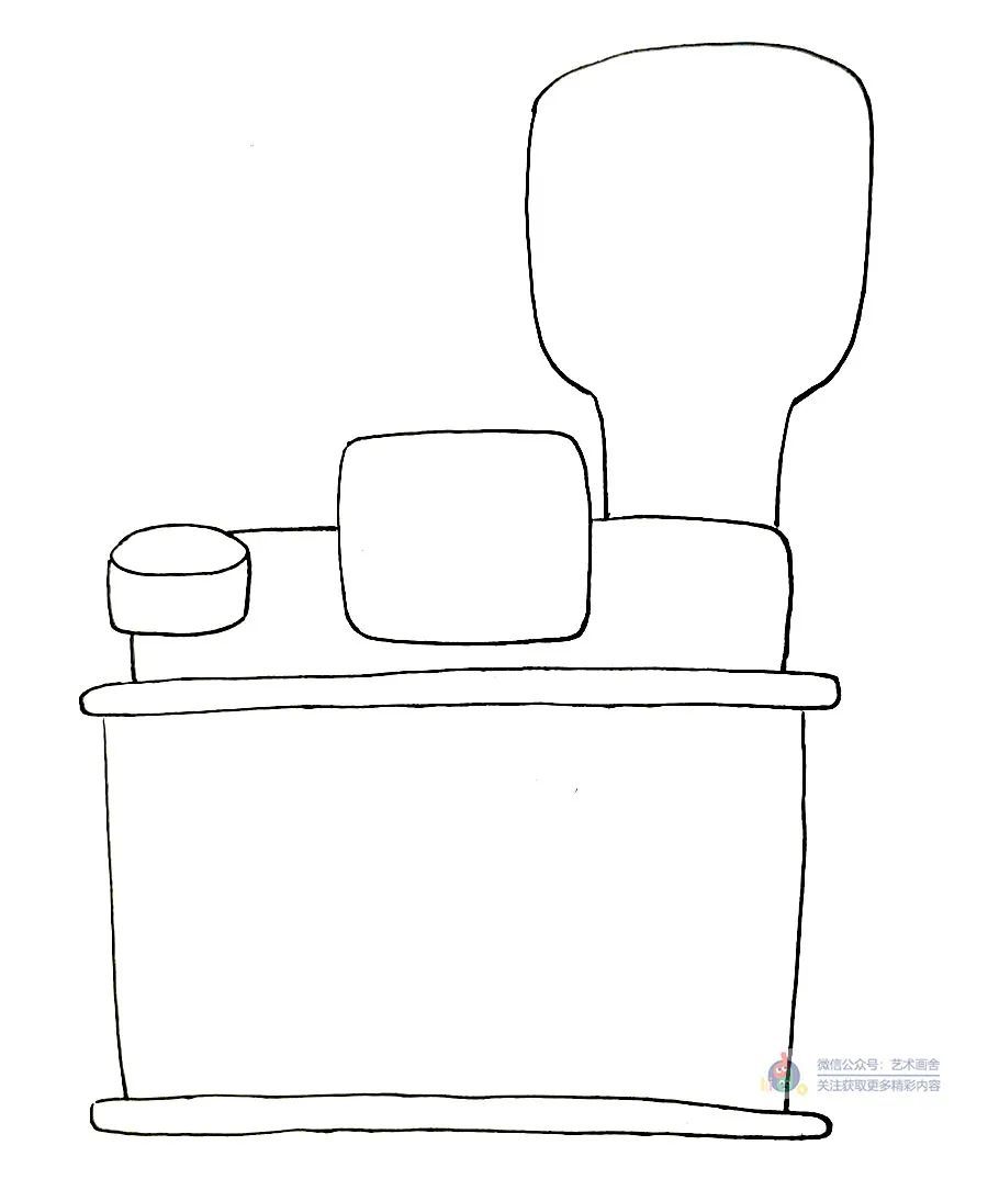 照相机儿童画教程,剪刀画法创意儿童画加背景