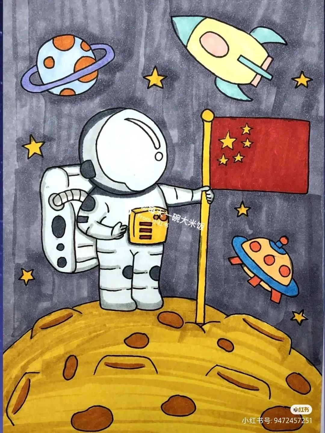 关于中国航天科技创新的绘画,描绘中国航天未来发展绘画