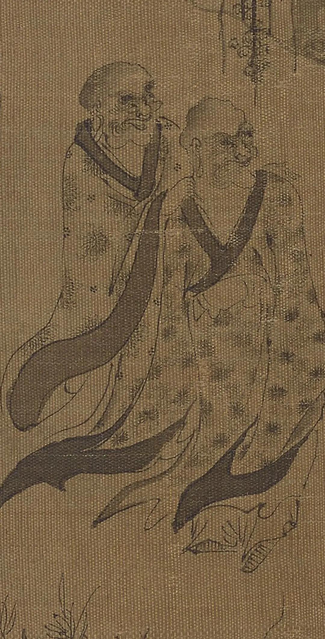 白描十八罗汉图片高清大图,清李公麟白描十八罗汉图