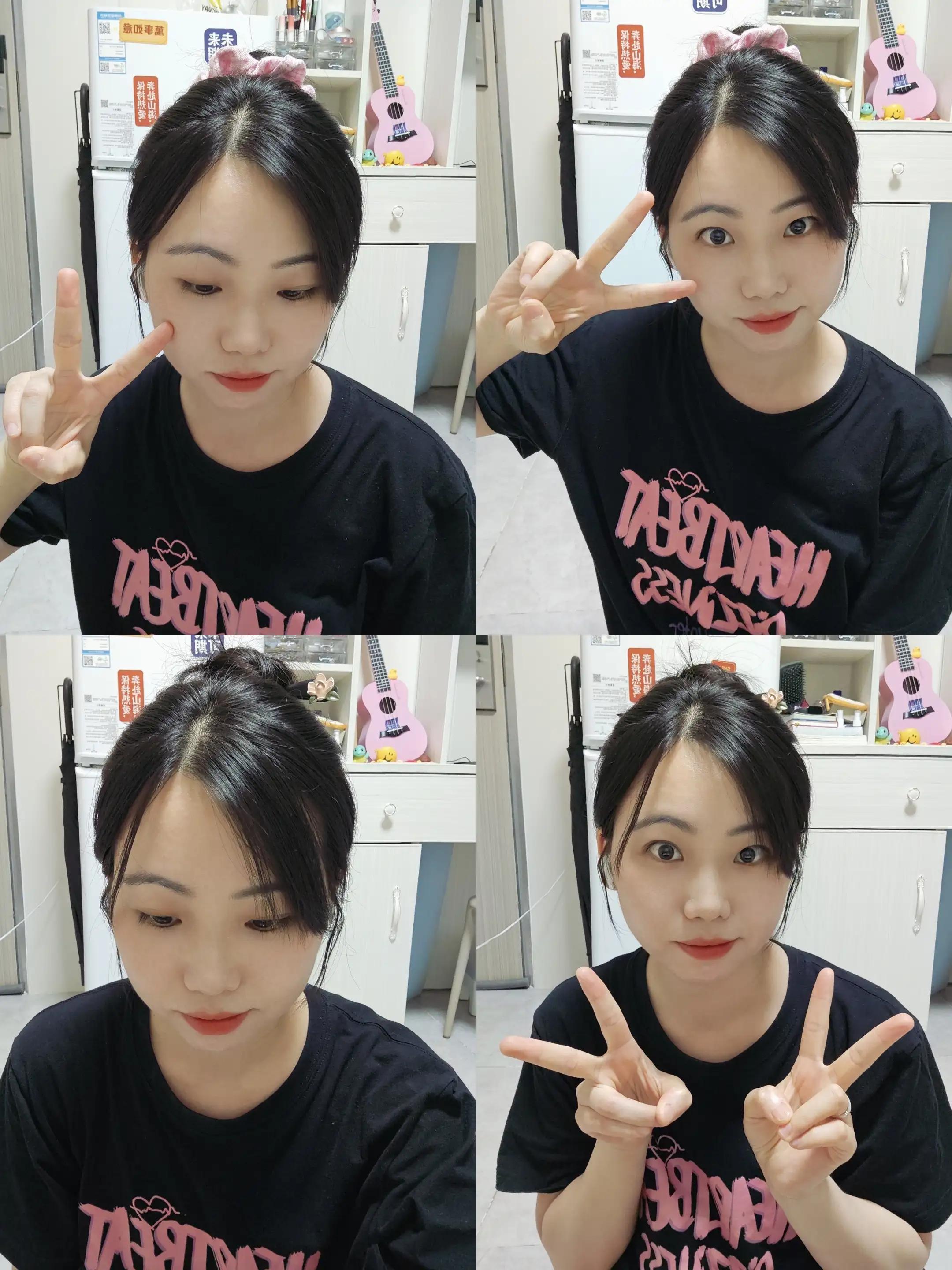 适合圆脸的高颅顶丸子头,夏季凉爽发型中长发丸子头