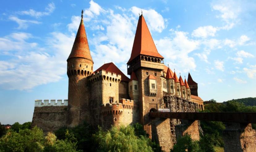 中世纪哥特式建筑风格的建筑绘画,欧洲宫廷风建筑绘画