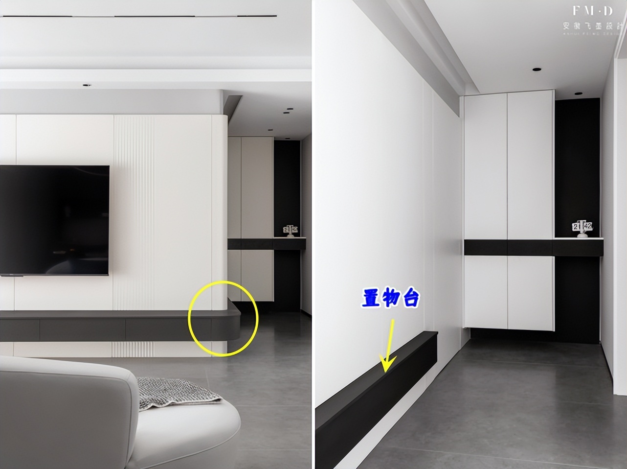 玄关转角柜,玄关背景墙和电视墙转角设计