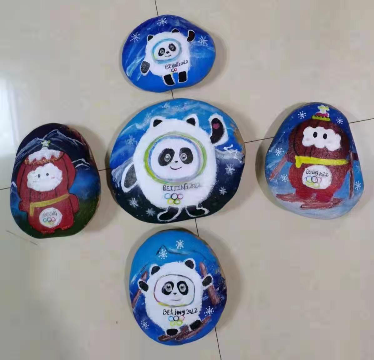 石头画上的书法,冬奥石头画