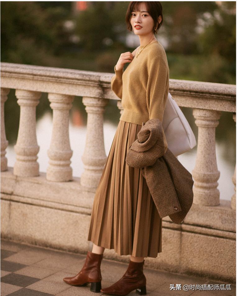 158梨形身材显瘦连衣裙长裙,洋气长裙穿搭技巧