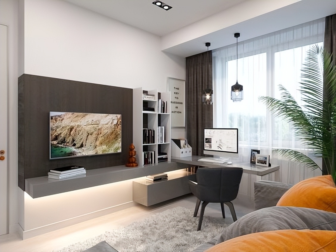 如何在小户型客厅设计书桌,小户型电视柜当书桌