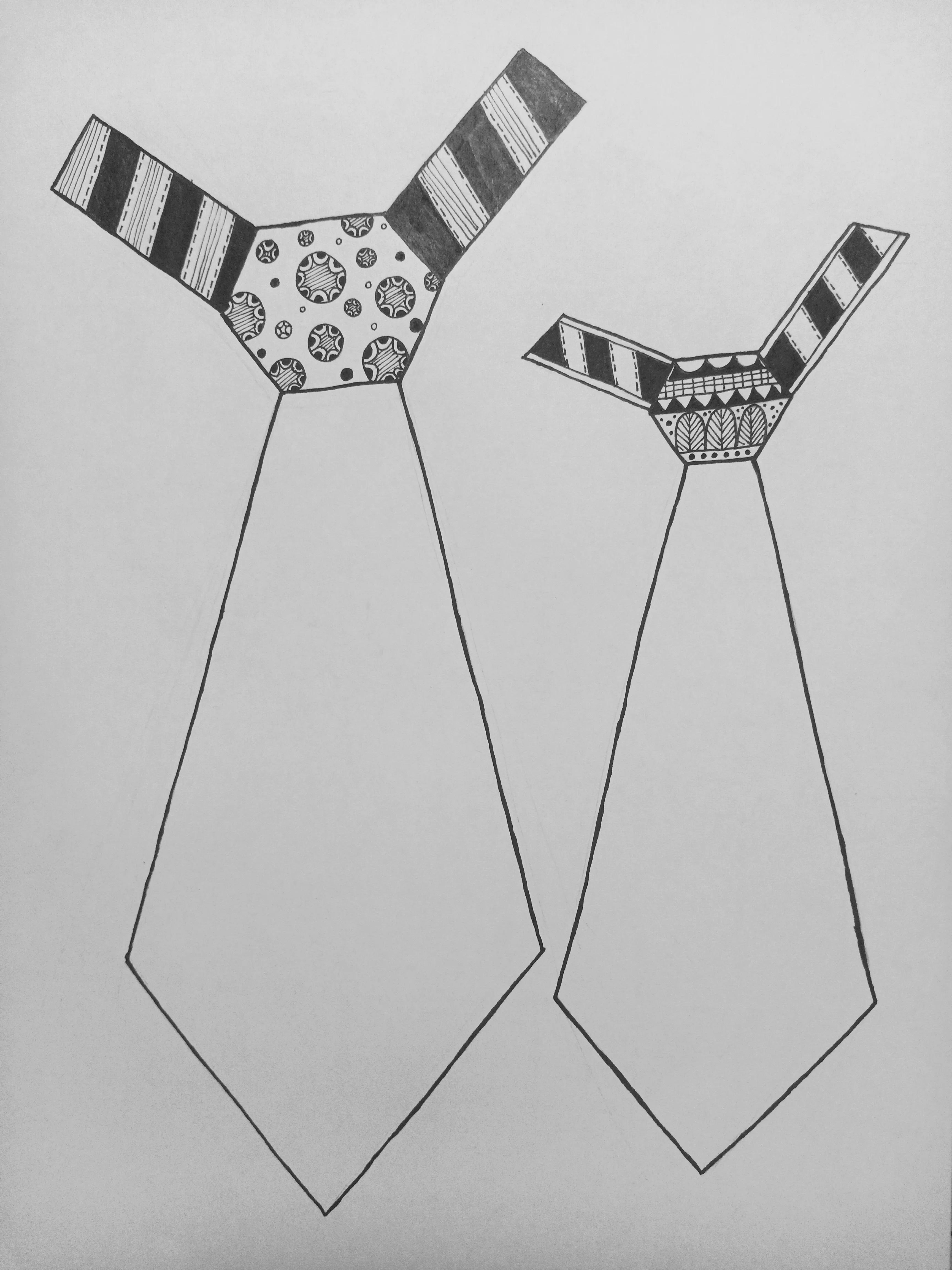 衬衣领带线描画,立体领带板绘怎么画