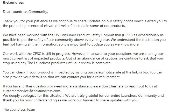 laundress产品召回公告,laundress洗衣液