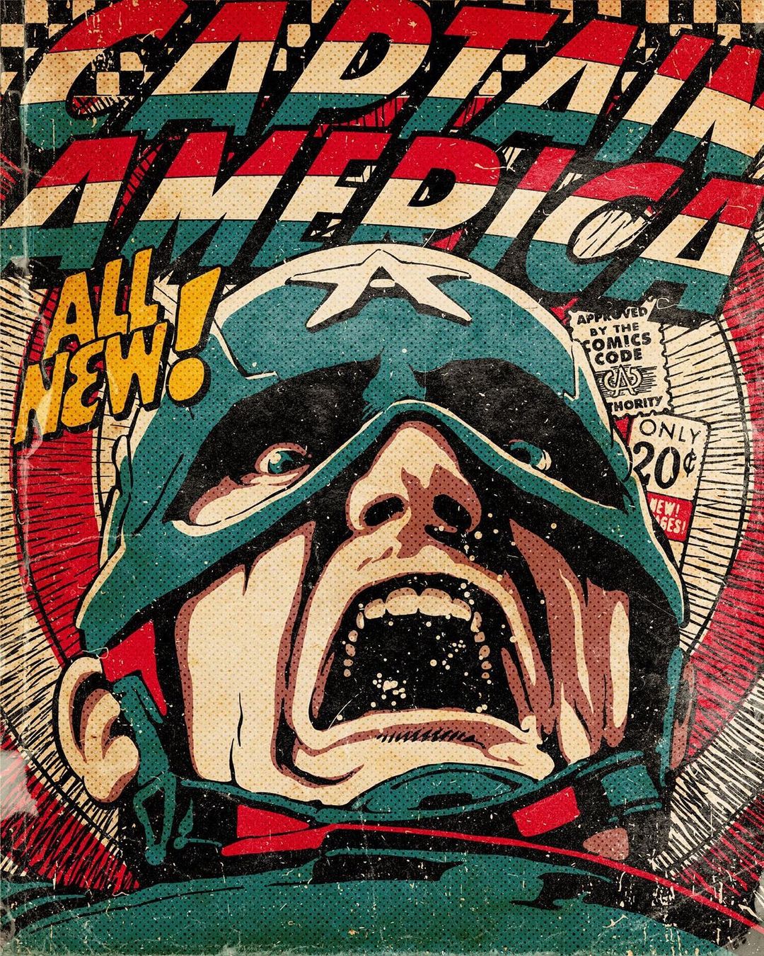 插画氛围感人物构图,复古美式波普插画