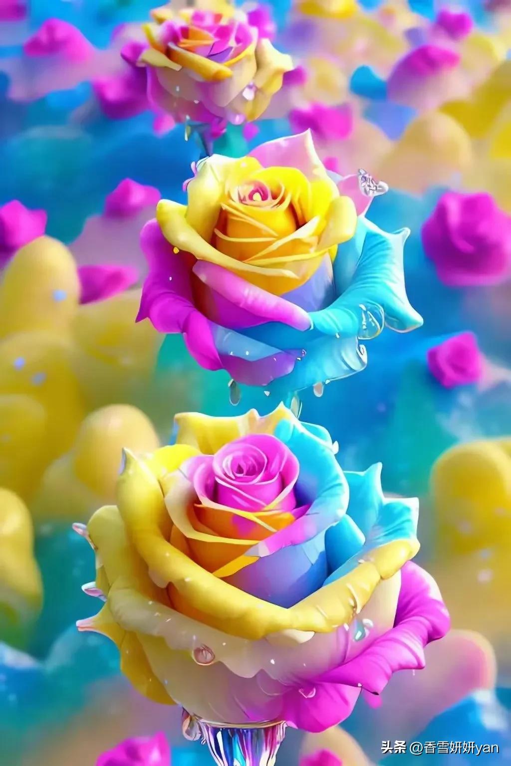 彩色水晶花朵吊坠,五瓣彩色水晶花胸针