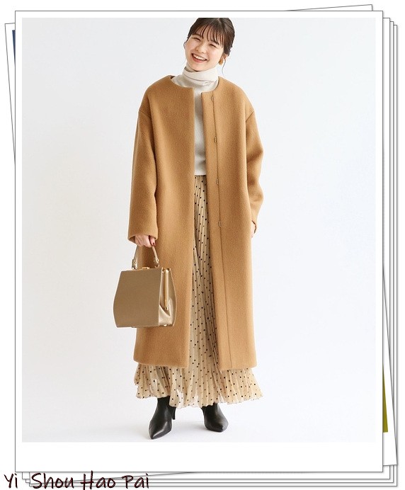 无领大衣薄款穿搭,无领冬季大衣搭配连帽衫