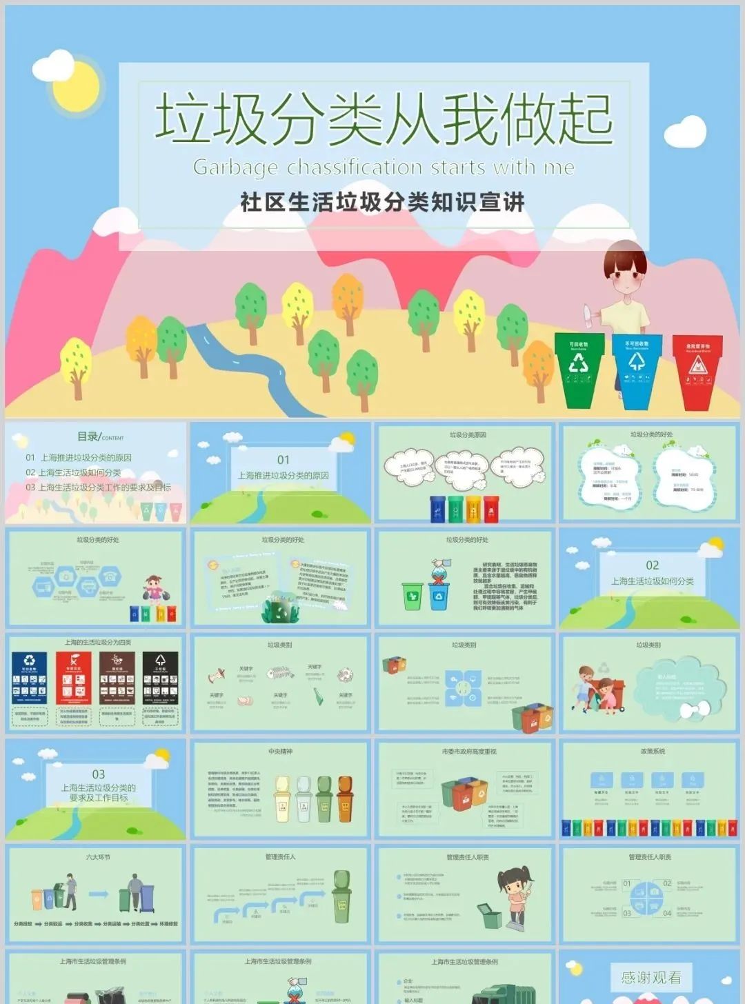 关于垃圾分类的图片ppt,垃圾分类爱护环境主题ppt下载