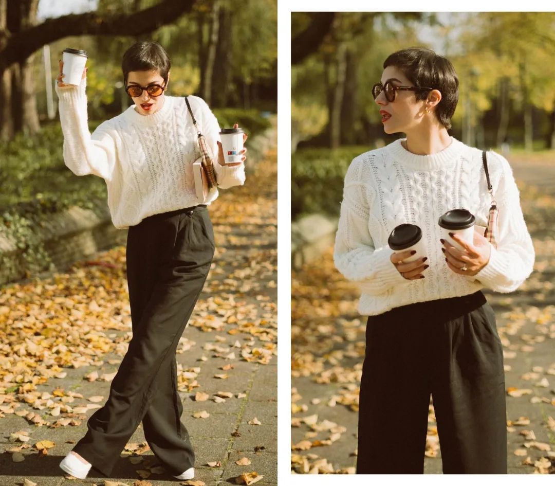小个子拼接毛衣棉服最新款时髦,秋冬慵懒毛衣棉服内搭
