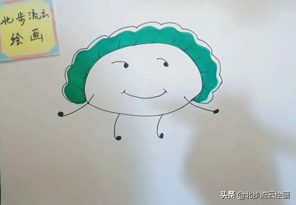 一盘饺子的简笔画图片大全,穿古装端着饺子的中国女孩简笔画