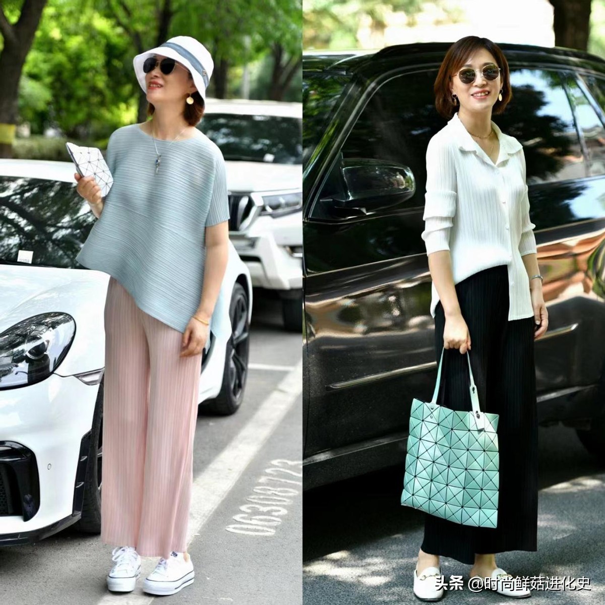 三宅一生女褶皱裤冬季怎么搭,50岁冬天穿搭衬衫搭喇叭裤