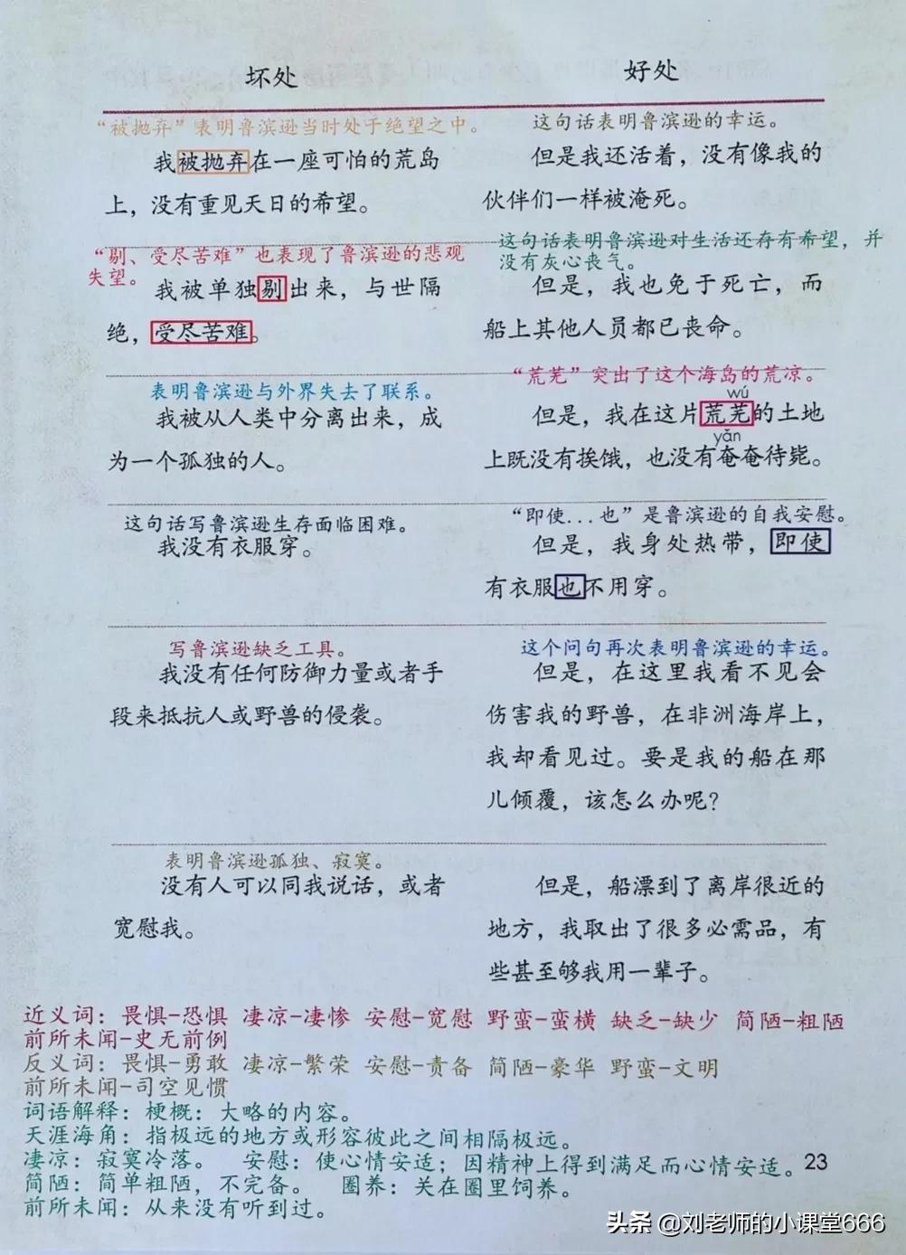 语文笔记六年级下册鲁滨逊漂流记,读六年级下册第五课鲁滨逊漂流记