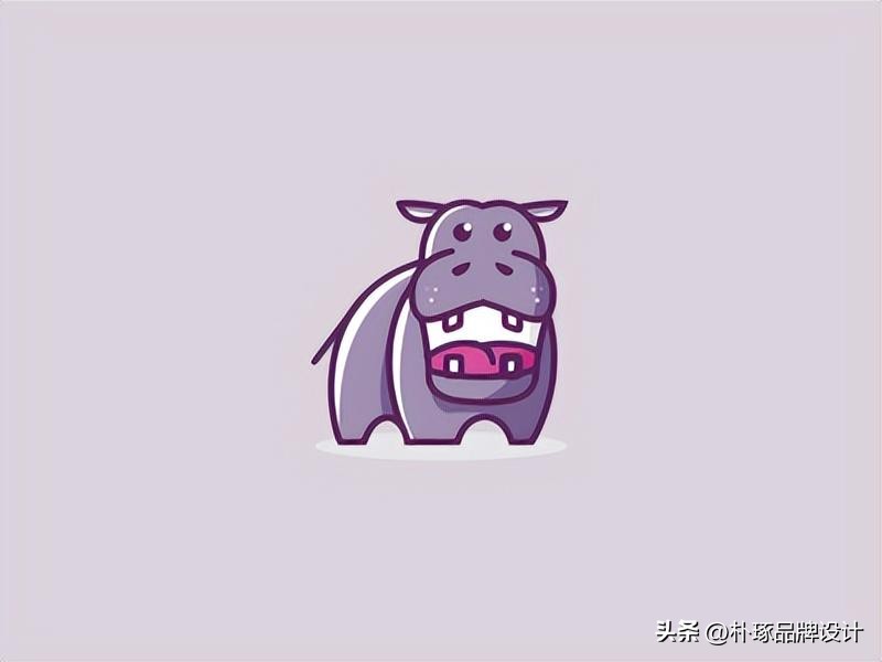 张开血盆大嘴IP动物形象河马元素logo创意集锦