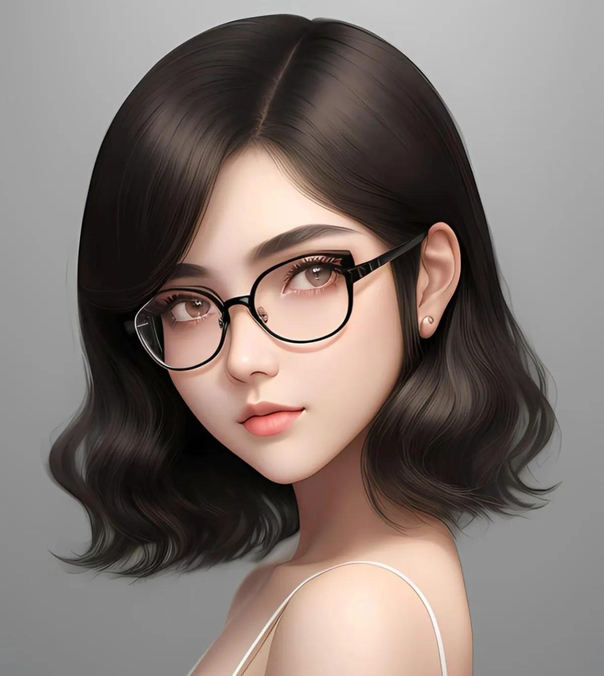 短发戴眼镜女孩真人头像,女生短发头像戴眼镜动漫