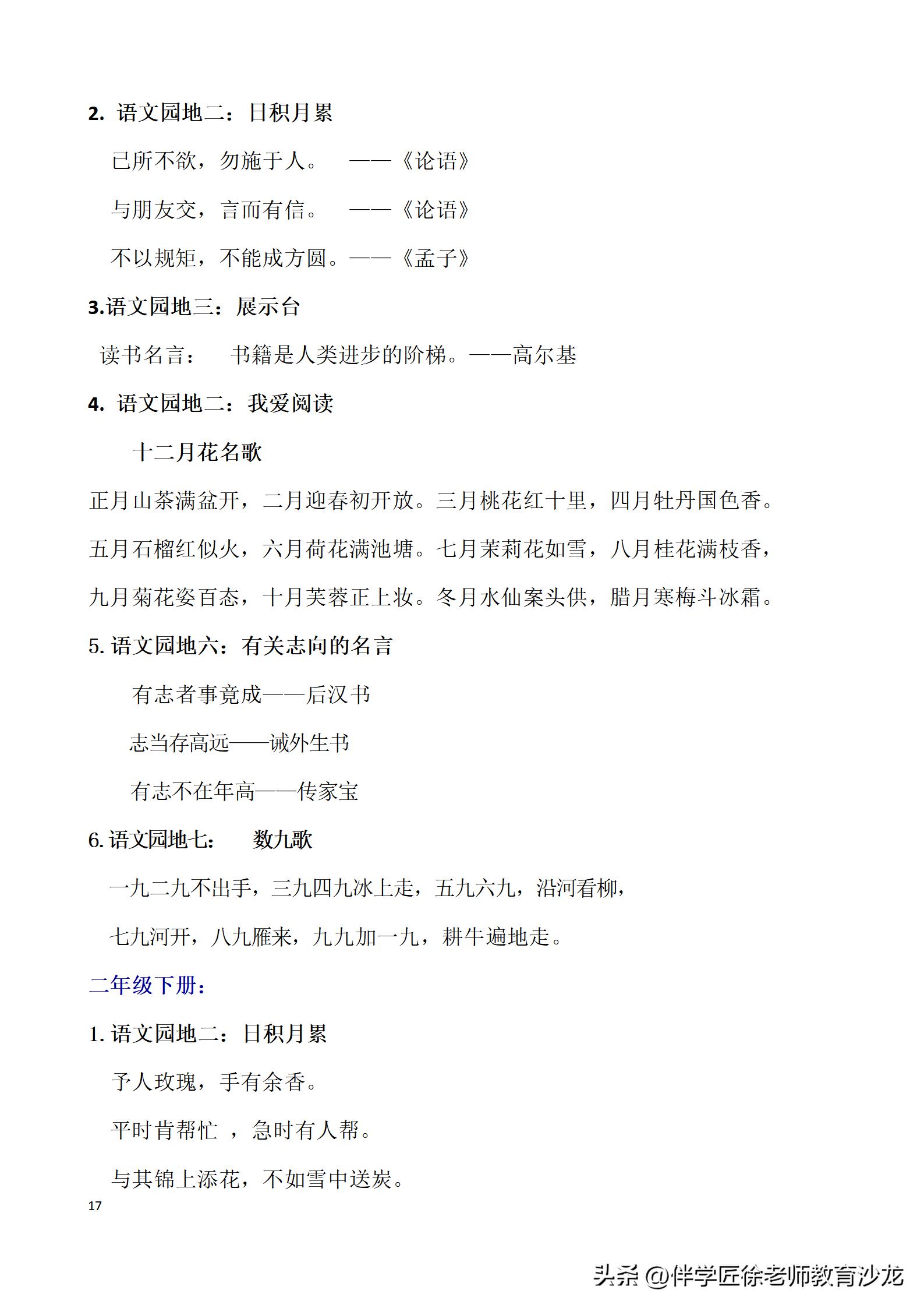 小学六年级语文必背资料,六年级语文必背知识点可打印