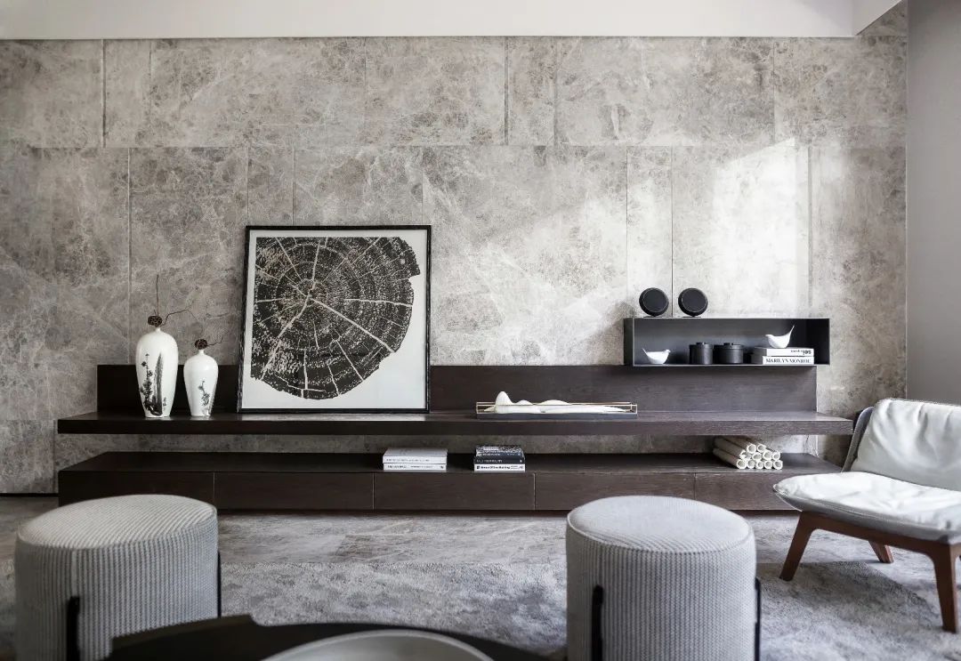 轻奢风电视背景墙大理石灰,新中式高级灰大理石电视背景墙