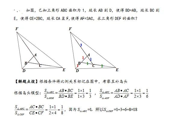 小学数学鸟头模型的推导过程,鸟头模型求面积奥数题解题技巧