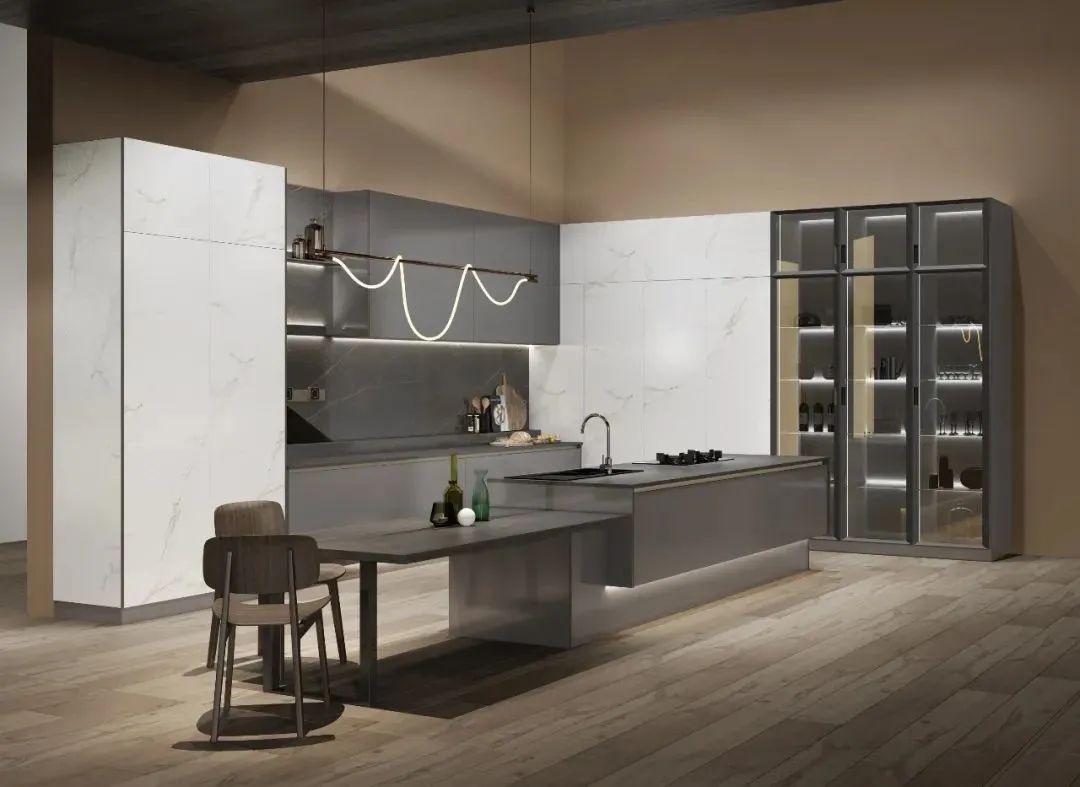 厨房吧台设计效果图大全,敞开式厨房带吧台效果图