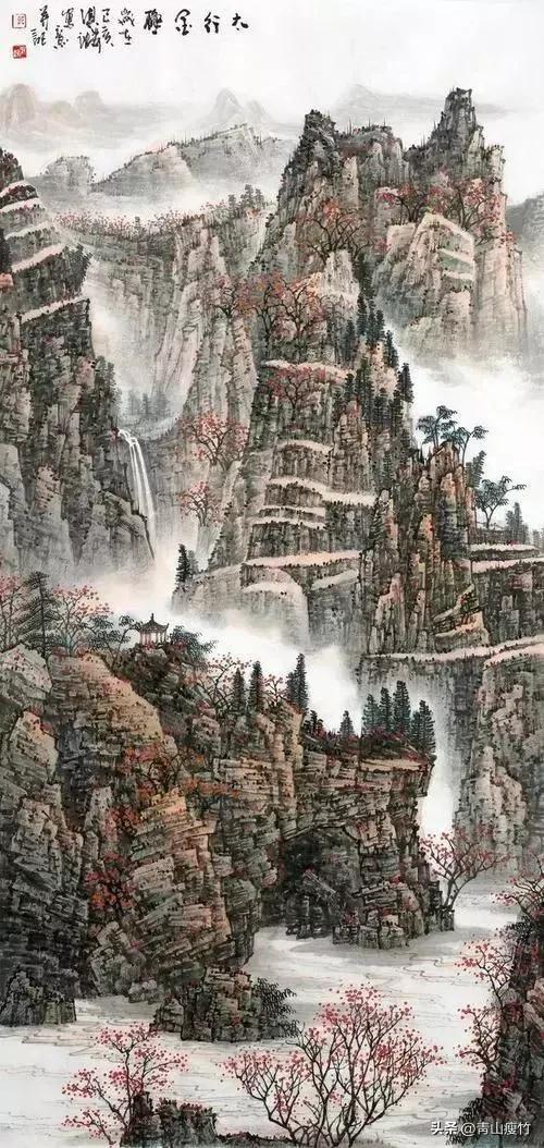竖幅山水画图片大全精品,陈学良山水画精品欣赏40幅