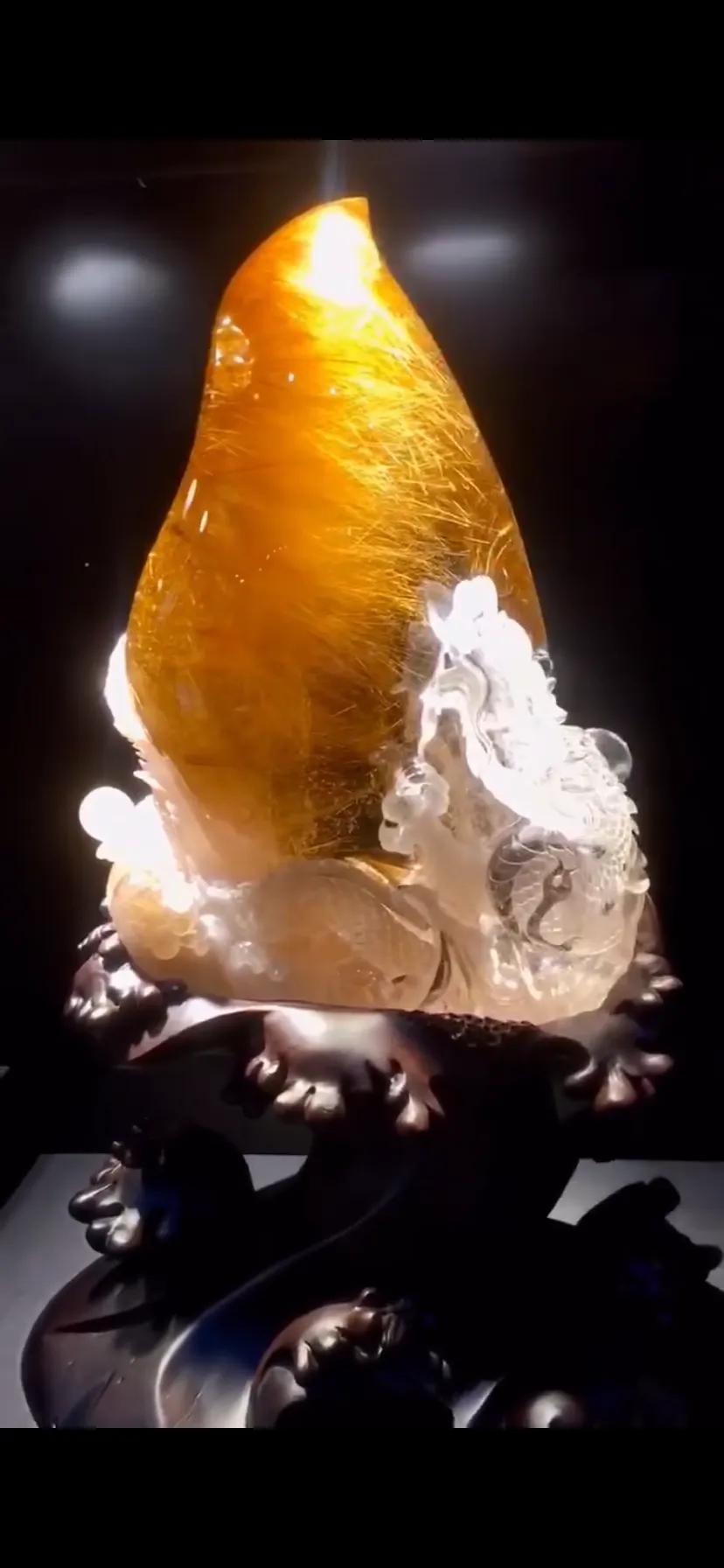 天然水晶原石超大摆件,天然水晶18寸黄色天然水晶球摆件