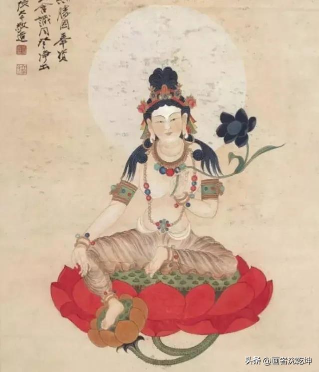 张大千临摹敦煌壁画白描稿,张大千工笔人物头部白描