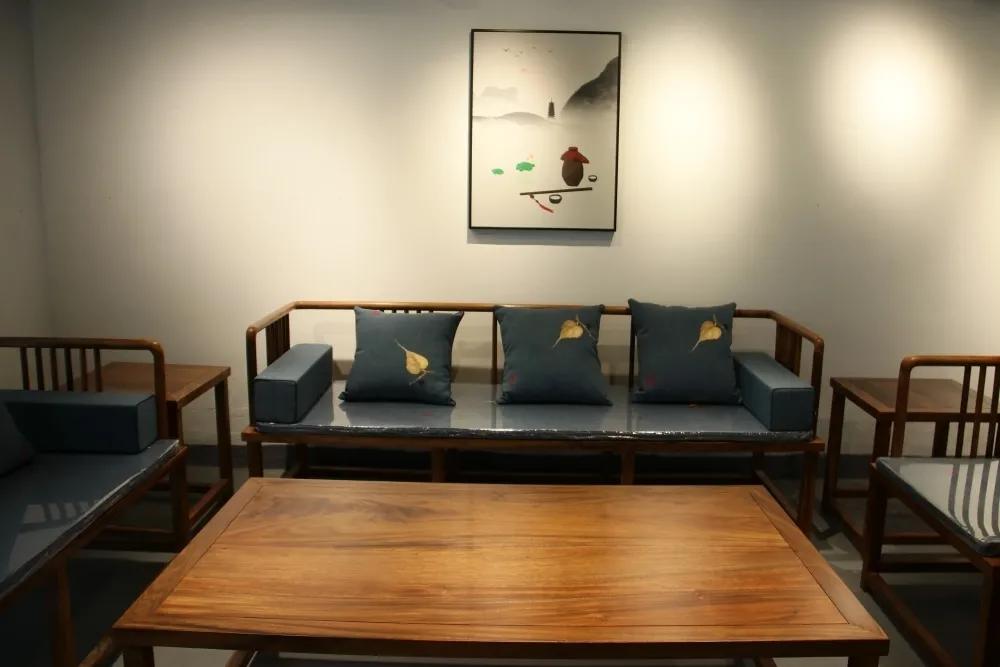 胡桃木沙发新中式,胡桃木实木休闲简约沙发中小户型