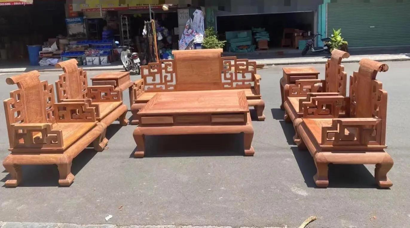 缅甸花梨十三件套荷花宝座沙发,缅甸花梨沙发富贵满堂六件套