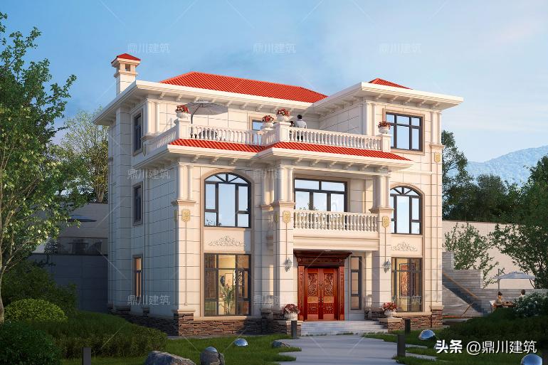 182平三层挑空客厅旋转楼梯别墅,3层欧式别墅带车库旋转楼梯露台