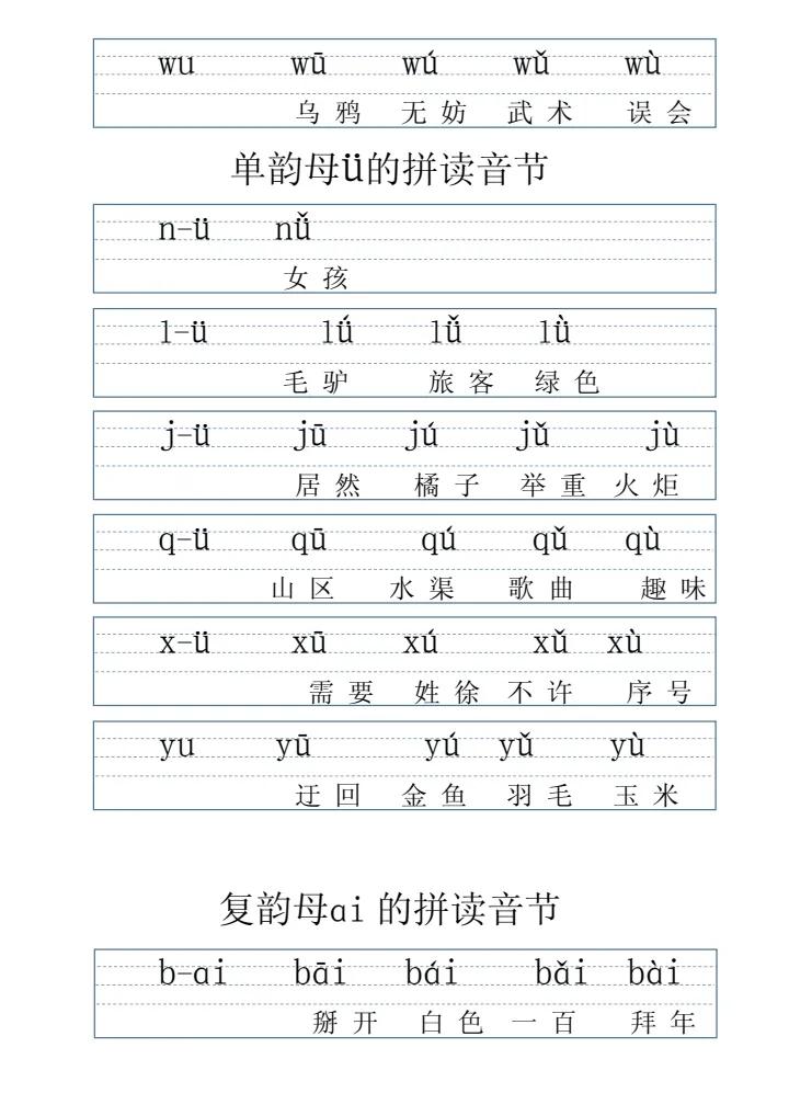 拼音字母表带拼读的,拼音表图打印版