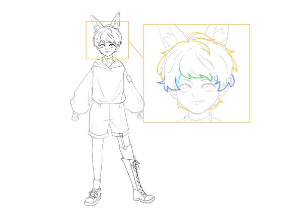 橙色动漫q版人物萌图马克笔手绘,画十二星座动漫人物q版超萌女孩