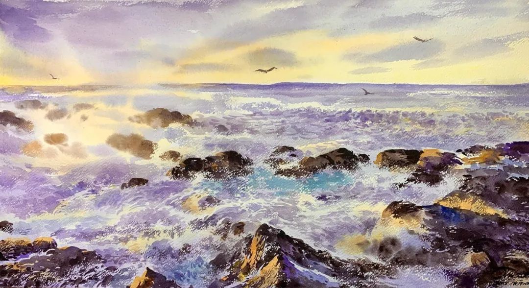 泰国水彩,泰国水彩画家绘画过程