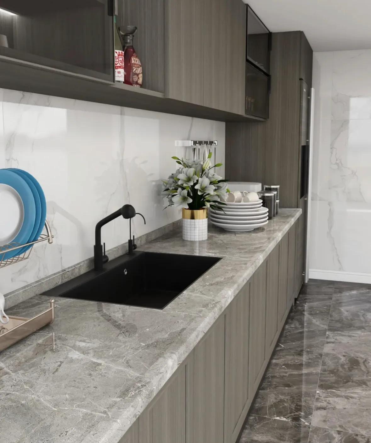 厨房台面大理石颜色怎么选,厨房台面美缝剂颜色怎么选