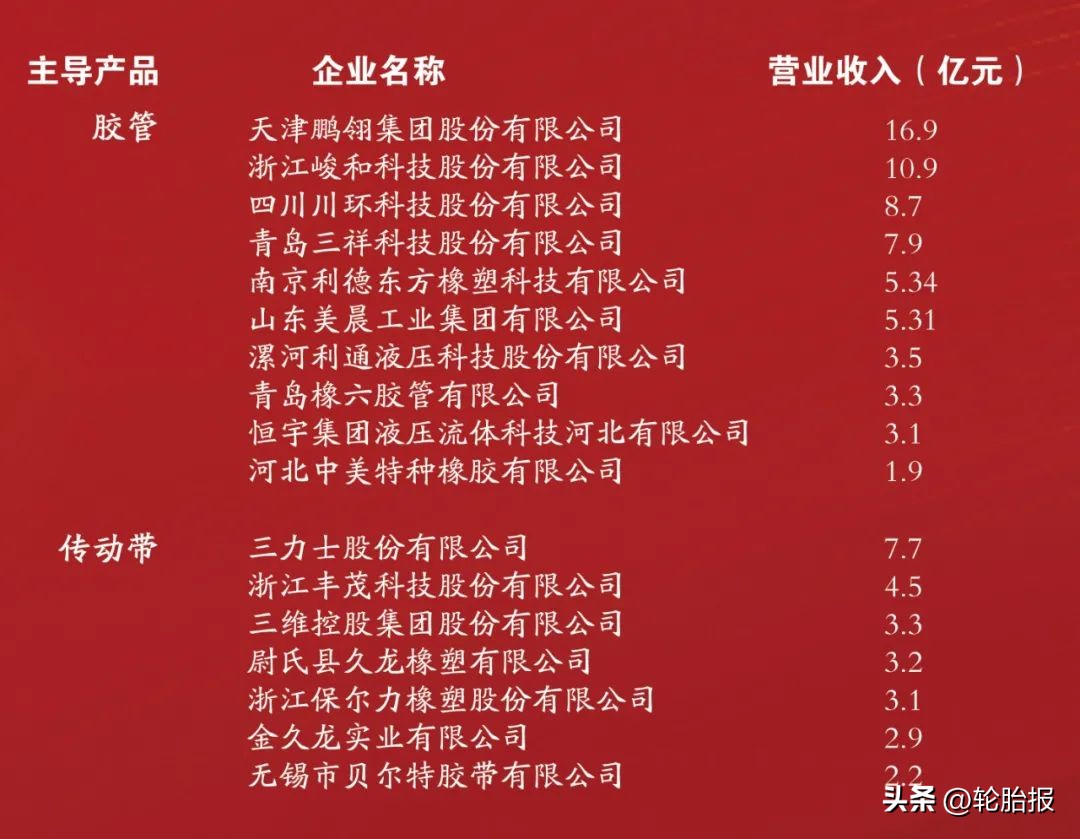 2023中国橡胶工业百强排行榜