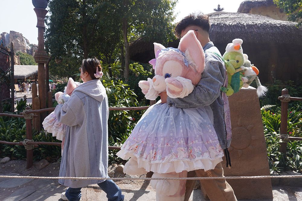 排队5小时、互动2分钟，与玲娜贝儿拥抱背后