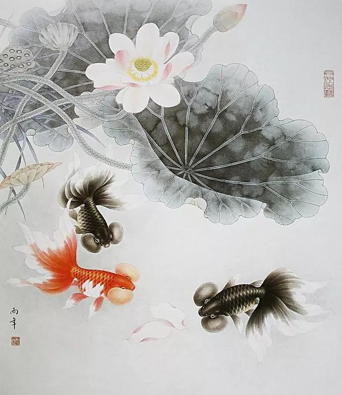 工笔画金鱼图片欣赏,金鱼工笔画精品欣赏