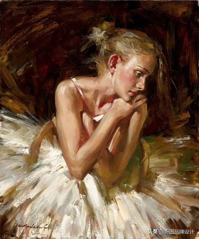奔放狂野的舞者被安德鲁用画笔表现出来，腰窝突显的美背人体油画