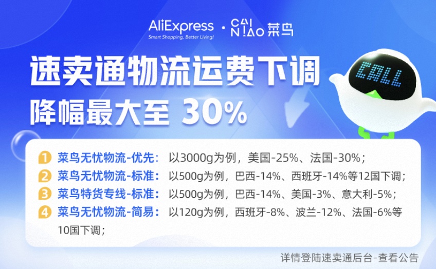速卖通菜鸟物流折扣,速卖通菜鸟无忧物流什么价格