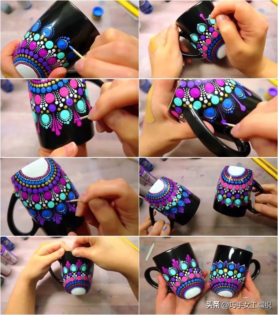 她用粗细不同的铅笔，棉签，牙签，筷子…竟把家里的旧物翻了个新