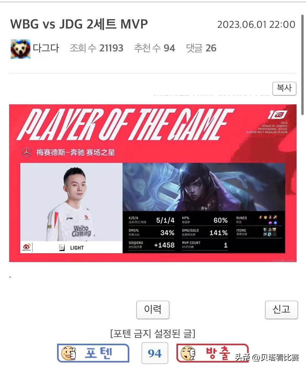 韩网热议wbg击败lgd,wbg获得2023年msi冠军了吗