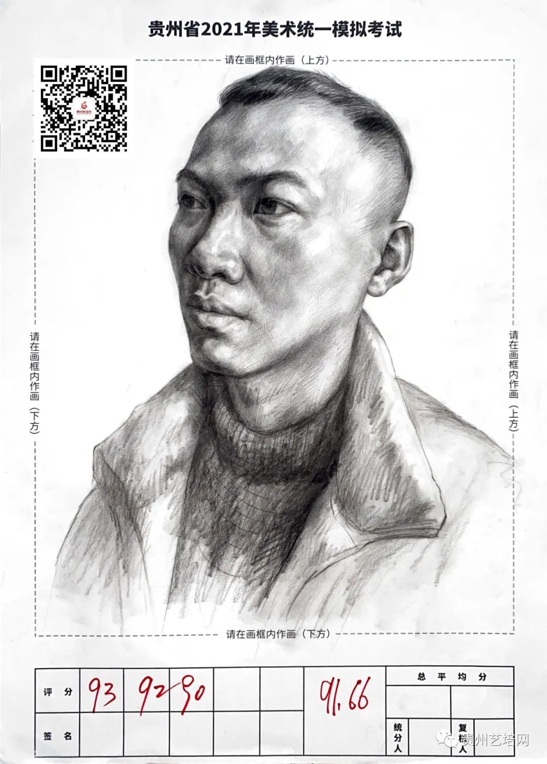 万人联考一模2024素描高分,一模静物素描高分卷