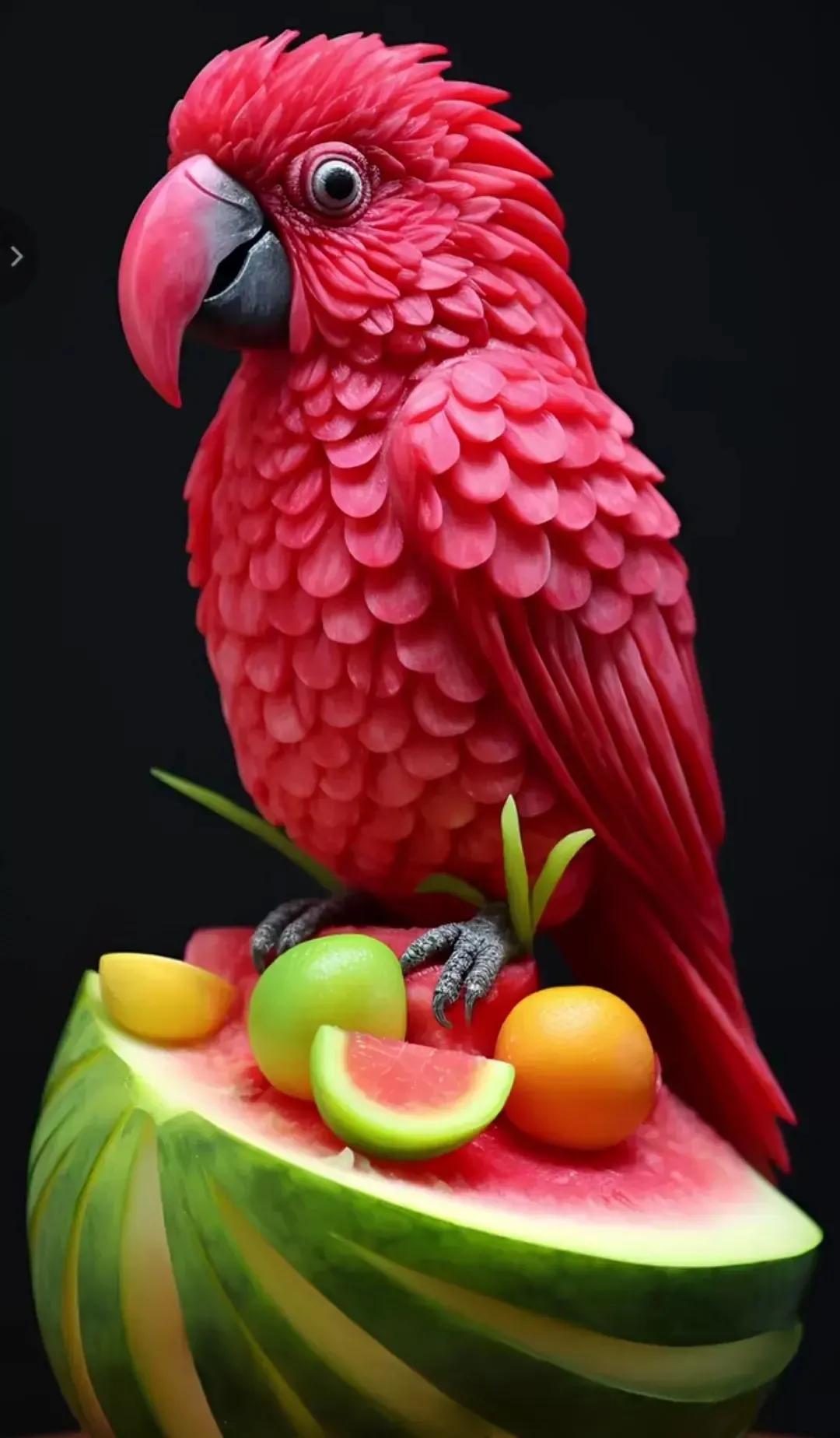 分享靓图赏片——小西瓜挖出来，刀功真的牛爆了。